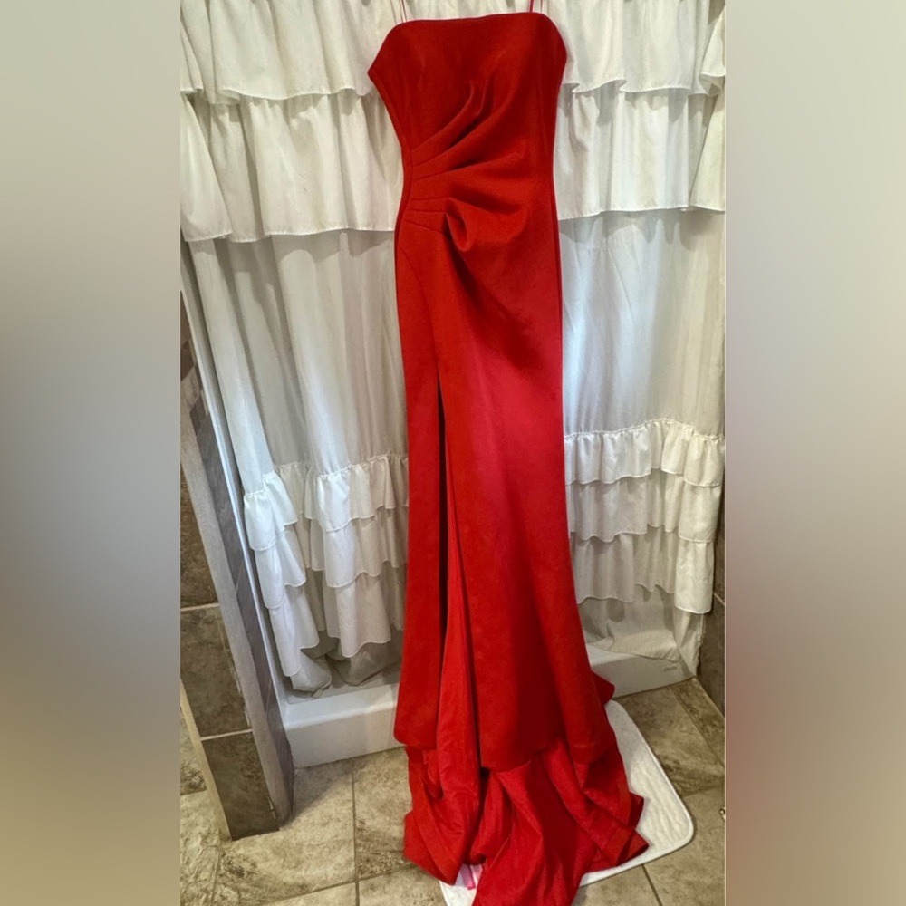 Sherri Hill Red Strapless Gown